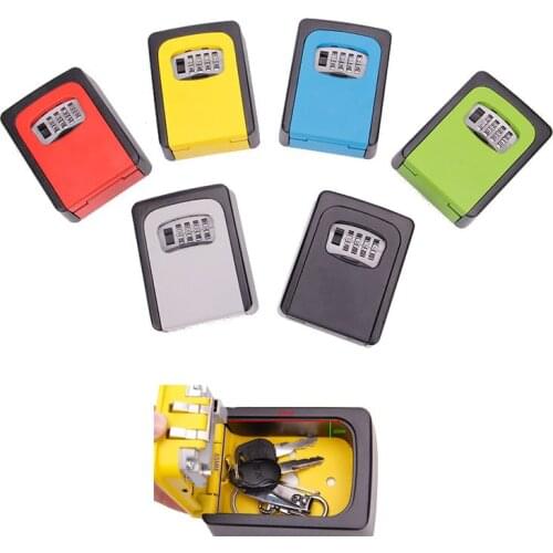 Wall Mounted Spare Keys Safe Storage Box with 4 Digit Combination Password Lock Home Office Metal Hidden Key Secret Organizer