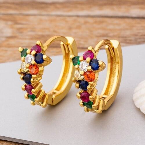 New Fashion Dangle Drop Earrings Colorful Crystal CZ Stone For Women Geometric Round Copper Earring Wedding 2021 Jewelry Gifts