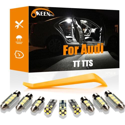 OKKEN For Audi TT TTS 8N 8J 8N3 8N9 8J3 8J9 Coupe Roadster 1999-2004 LED Interior Lights Map Dome Trunk Lamp Kit Car Accessorie