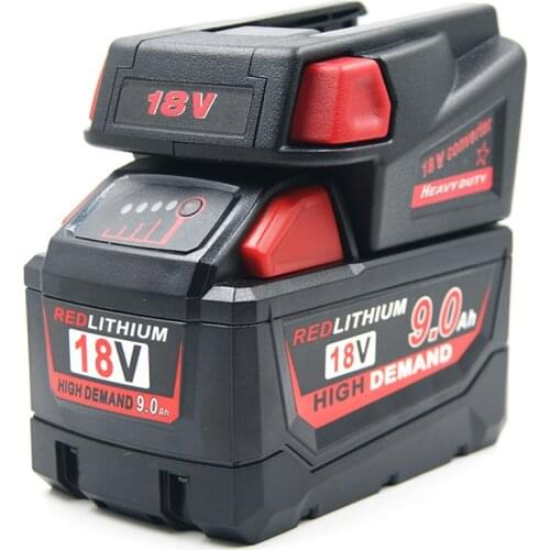 Battery Adapter Converter with USB Port for Milwaukee M18 18V Li-Ion Battery To Milwaukee V18 48-11-1830 Batteries Adapter