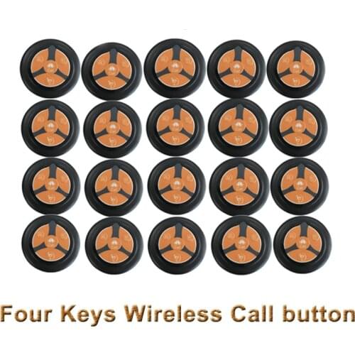 Waiters System Call Button Long Distance Transmitter 20 Super Thin Four Keys Pagers For Restaurant Service