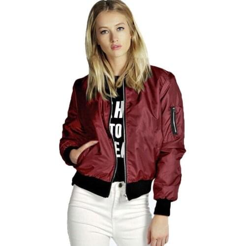 Plus Size Vintage Women Jacket Fashion Retro Solid Zipper Long Sleeve Bomber Jackets Spring Autumn Coat Female Biker Outwear Top