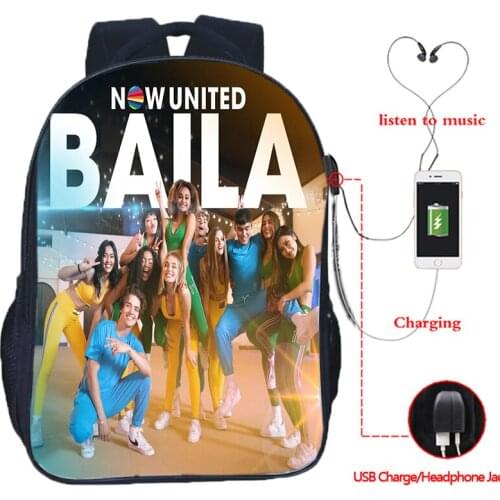 Mochila Now United Backpack USB Charging Knapsack Teens Boys Girls School Backpacks Bookbag Travel Rucksack Men Women Bagpack