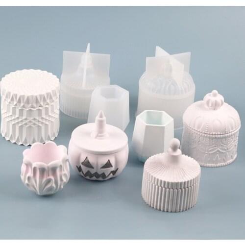 Hexagon Storage Tank Concrete Silicone Mold For Succulent Plants Round Pen Container Plaster Gypsum Mould Cement Clay Molds