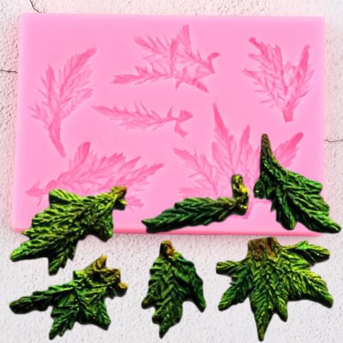 Pine Branches Silicone Molds Cake Border Fondant DIY Christmas Cake Decorating Tools Candy Clay Chocolate Gumpaste Mould