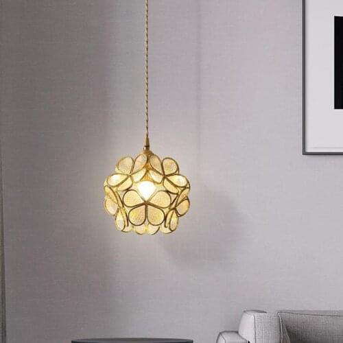 Modern E27 Led pendant light for Dining Room Tiffany Children kids lighting 1 pcs glass Ball Lamp copper wedding deco Lighting