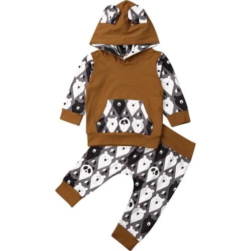 2pcs Newborn Baby Girl Boy Tracksuit Hooded Top + Long Pants Outfits Clothes Baby Girl Clothing Set Hooded Infant 0-24 Months