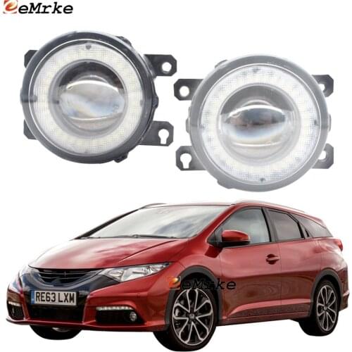 2 Pieces Car Lens LED Fog Lights Assembly Angel Eye DRL Daytime Runinng Light Lamp for Honda Civic Tourer (FK) 2014 2015