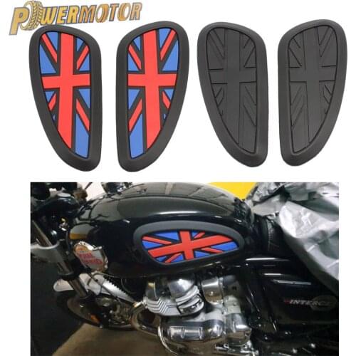 Universal Retro Motorcycle Cafe Racer Gas Fuel tank Rubber Sticker Protector Sheath Knee Tank pad Grip Decal Union Jack Logo