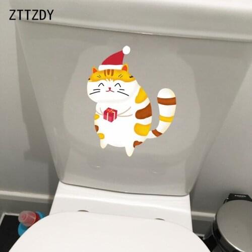 ZTTZDY 19*23.4CM Christmas Cat Childern Bedroom Wall Sticker Toilet Decal Home Decoration T3-0092