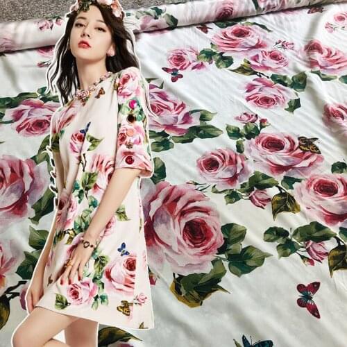 16 Mumi Crepe De Chine Silk Fabric Fashion European and American Brand Stars The Same Paragraph Rose Mulberry Silk Skirt Fabric