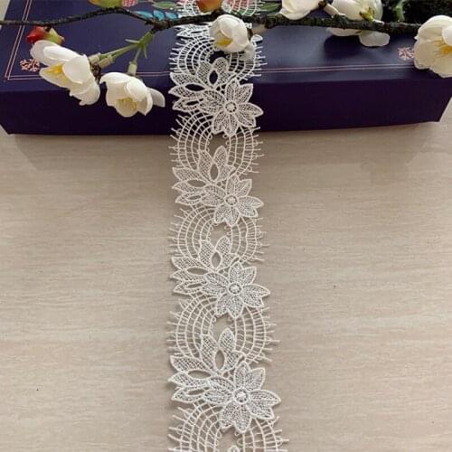 2 yards Water-soluble Lace Embroidery Tassel Hollow Ribbon for Diy Craft Bouquet Gift Box Packaging Clothing Curtains Trim