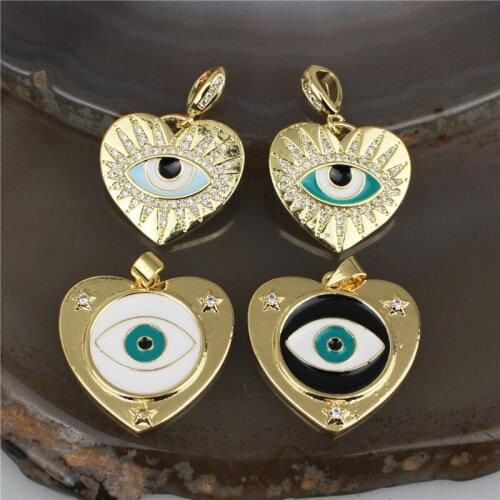 20-24mm 20pcs/lot High quality cz/enamel pendant,eye shape cubic zircon charm, bracelet/necklace component wholesale