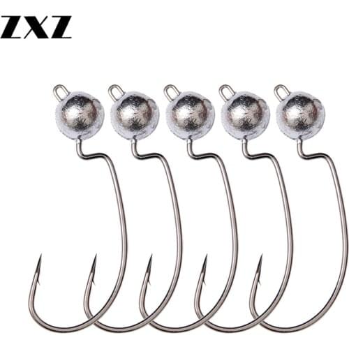 20Pcs Round Lead Crank Sharp Hooks Weight 5g/7g/10g Jig Head Fishhook for Soft Worm Lure Barbed Carp Jigging Heads Fishing Hook