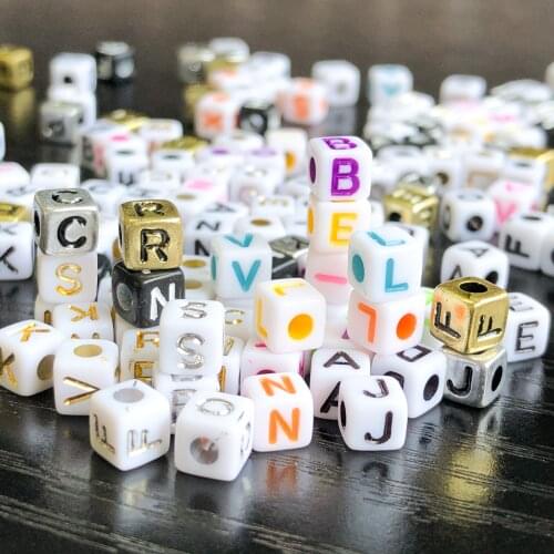 200pcs/lot 5mm Cube Mix Letter Beads Square Russian Alphabet Beads For Jewelry Making Handmade Diy Bracelet Hair Accessories