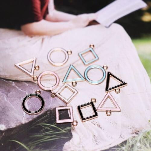 30pcs/Lot 15-16mm Round Square Triangle Diy Design for Jewelry Making Earring Bracelet or Necklace Handmade Enamel Charms