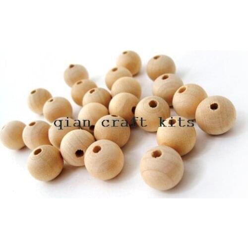 300pcs rare Natural solid pear Wood Beads round 15mm unfinished spacer beads unvarnished hole 3mm