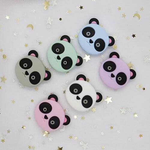 5Pcs Panda Silicone Beads 3cm Baby Teething Toy Animal Perle Silicone Dentition PVC Free Teething Necklace Siliconen Kralen Bead