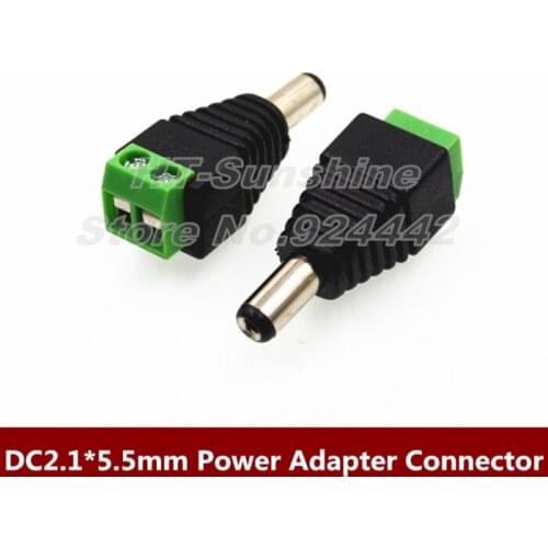 50PCS/LOT DC 2.1x5.5mm Power Male Plug Jack Adapter Wire Connector for CCTV