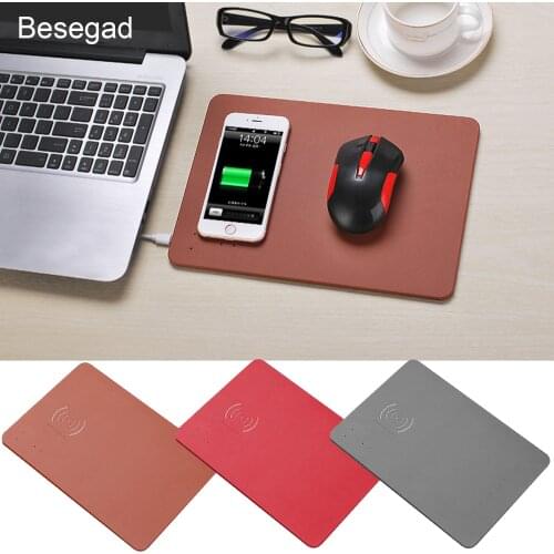 Besegad 2 in 1 Wireless Charger Mousepad Charging Mouse Pad Mat for iPhone 8 Plus X XR XS Samsung Huawei Nokia Motprola HTC