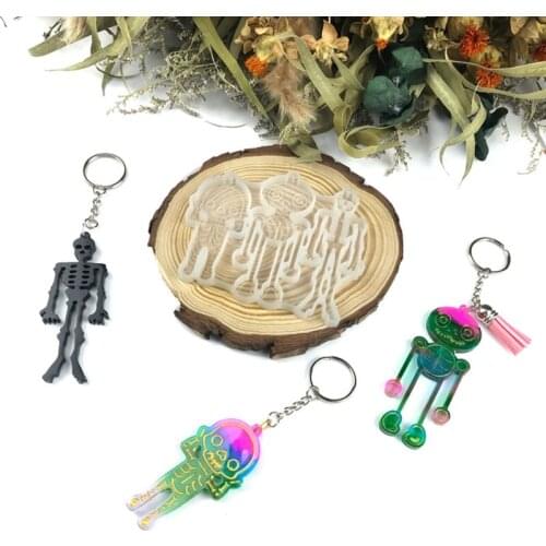 Shiny Skeleton Earrings Epoxy Resin Mold Skull Keychain Silicone Mould DIY Crafts Jewelry Pendant Necklace Casting Mold