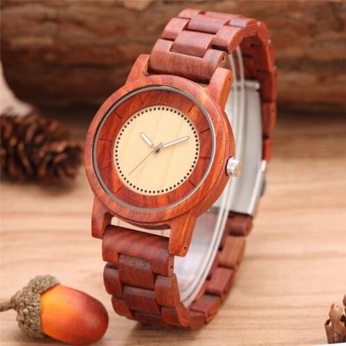 Creative Sandalwood Watch Casual Sport Quartz Analog Wristwatch for Men Natrural Wood Clock Bamboo Strap Relgio De Madeira