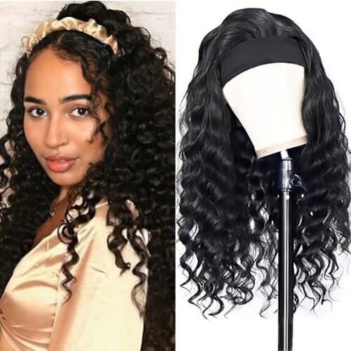 Fuduete Deep Wave Wig Headband Wigs For Women Human Hair Brazilian Remy Glueless Human Hair Wigs Natural Color