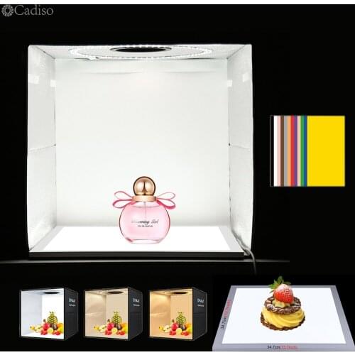 Cadiso 40cm Photobox Diffuser Photography Ring LED Photo Lightbox Portable Photo Studio Box Light Tent with Color Backdrops