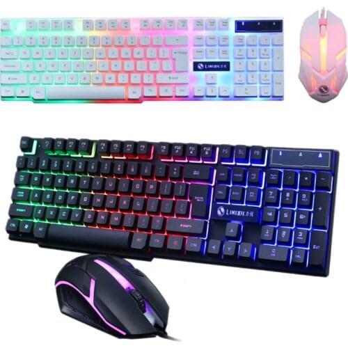 Gaming Keyboard and Wired Mouse Combo Set LED Light Backlight for Computer PC