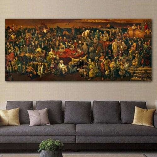 Famous Artwork Canvas Painting Discussing Divine Comedy With Dante Wall Art Pictures Print Posters For Living Room Decor