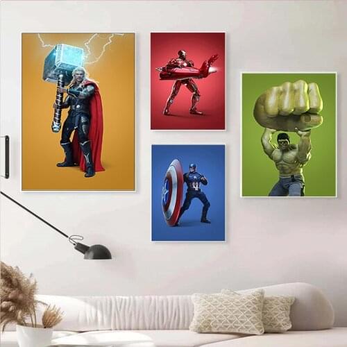 Marvel Avengers Canvas Paintings Big Weapon Hulk Iron Man Superhero Captain America Prints Wall Art Pictures for Kids Home Decor