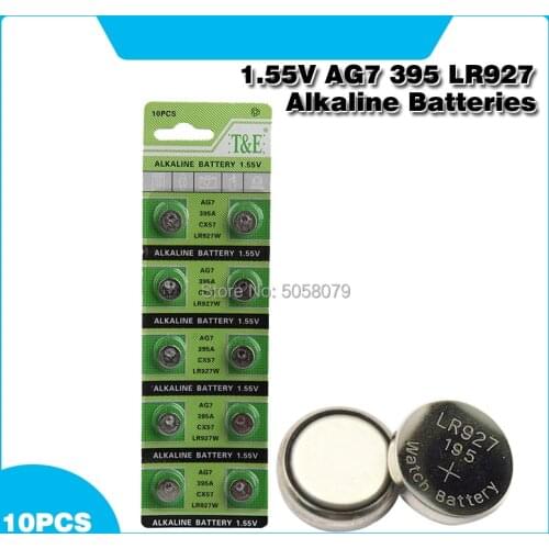 10pcs/pack AG7 LR927 LR57 Button Batteries 395A Cell Coin Alkaline Battery 1.55V SR927W 399 GR927 For Watch Toys Remote