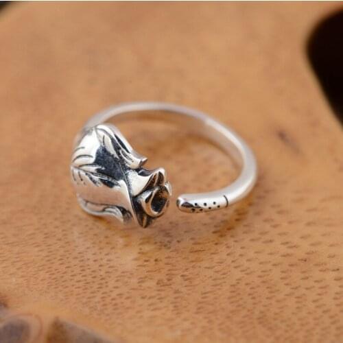 Sterling Silver Ring, S925 Sterling Silver style, rose styling, female style, simple air opening style