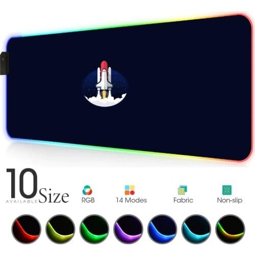 Space shuttle RGB Mouse Pad rocket Black Gamer Accessories Large LED MousePad xXL Gaming Desk Mats PC Desk Play Mat with Backlit