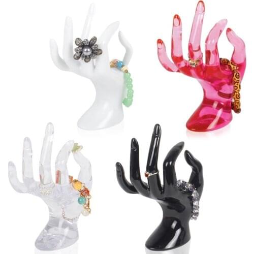 Mannequin Ok Hand Finger Glove Ring Bracelet Bangle Jewelry Display Stand Holder Hot Selling Black/White/Pink/Transparent