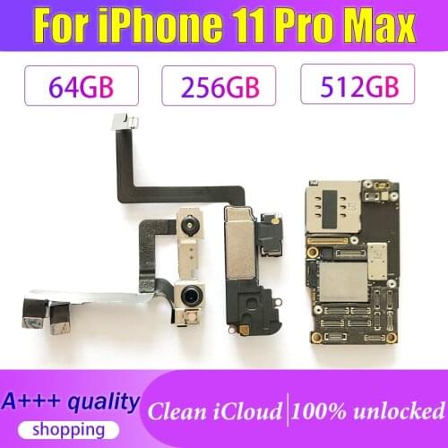 100% Original Unlocked For iPhone 11 PRO MAX Motherboard With/No Face ID Full chips Good Tested Support iOS update Logic board