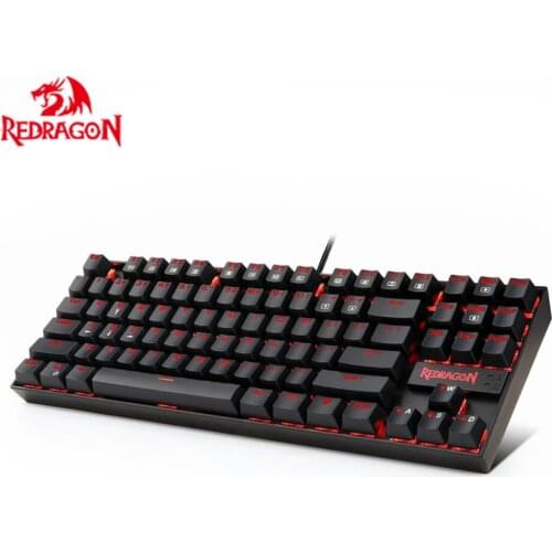 Redragon K552 KUMARA Mechanical Gaming Keyboard Red LED Backlit Blue Switches Ergonomic 87 Keys USB Wired Keyboard for PC Gamer