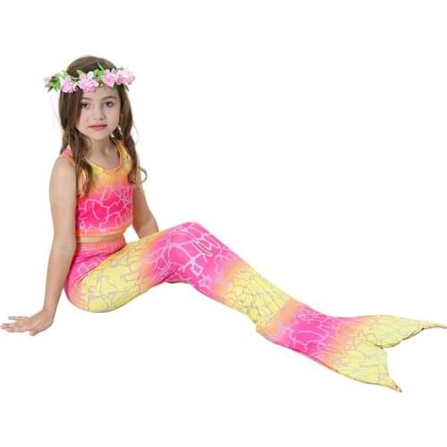 Girls Cute Summer Swimsuits 2021 New Fashion Little Mermaid Tail Bikini Suits Casual Costumes Clothing Sets 3PCS For 3-12 Years