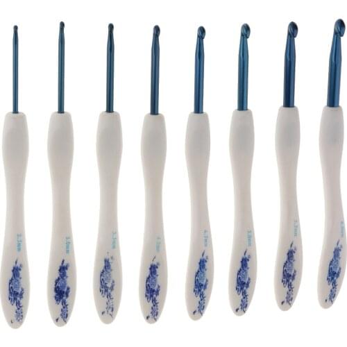 8 Plastic Flower Crochet Hook Set Aluminum Knitting Needle Weaving Craft 2.5-6mm