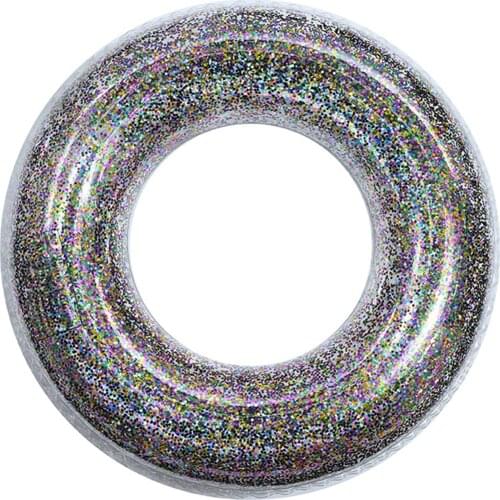 Inflatable Pool Float Tube Transparent Swimming Ring with Colorful Sparkling Glitters for Kids and Adults Random Color HA