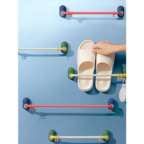 Wall-Mounted Slipper Rack Punch-Free Shoe Storage Rack Bathroom Bathroom Wall Storage Rack Draining Shoe Rack