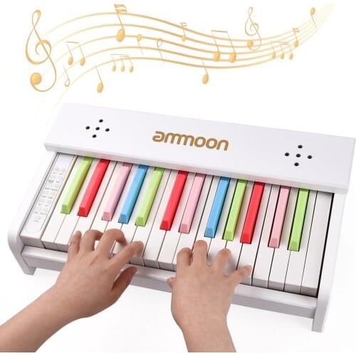 Ammoon Desktop Wooden Piano Children Musical Instrument Toy 30-Key Electronic Keyboard Adjustable Tempo & Volume