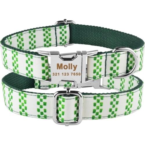 Adjustable Nylon Collar Personalized Pet Collar Customized Collar Free Engraved Name Dogs Collars Puppy Medium Large Dogs ID Tag