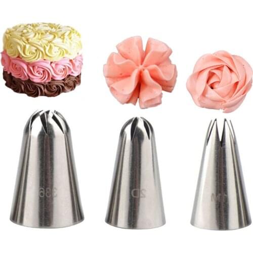 Decorating Nozzle 3Pcs Rose Cookie Nozzle Cream Squeezer Baking Decoration Tool Cream Pipe Nozzle Cake Decoration Mold Baking