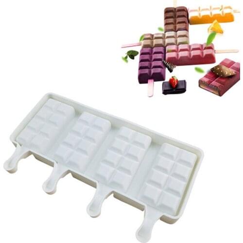 New Chocolate Lattice Ice Cream Mousse Silicone Cake Mold Baking Diy Popsicle Ice Cream Mold with Wooden Stick
