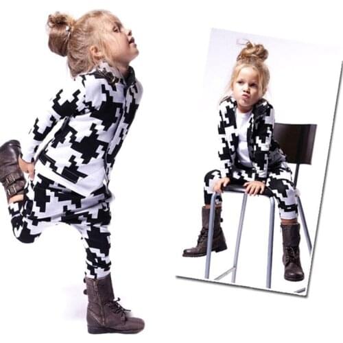Toddler Girl Clothes Kids Sports Suit Mosaic Jackets + Haren Trousers Boys Girls Christmas Costume Childrens Clothing Tracksuit