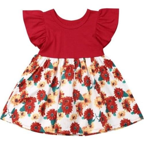 Baby Girl Dress 2019 Newborn Baby Girl Floral Tutu Sleeveless sunflower Dress Party Wedding Princess Dresses