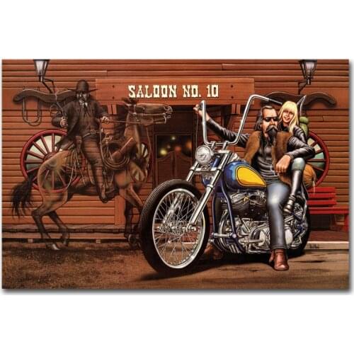 David Mann Moto Poster Print Saloon No10 Wall Art Wall Picture Silk Or Canvas Painting Home Decor 30X45cm 40X60cm 50X75cm