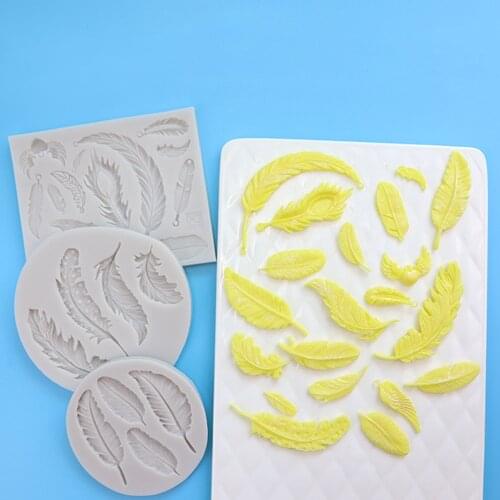 Birds Feather Sugar Buttons Silicone Mold DIY Fondant Cake Decorating Tools Chocolate Gumpaste Lace Border Mold Baking Utensils