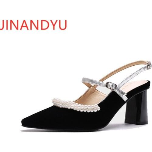 Ladies Sandal Pearl High Heels Sexy Black Shoes Women Fashion Sandals Female Wedding Shoes Summer Slippers High Heel Sandals